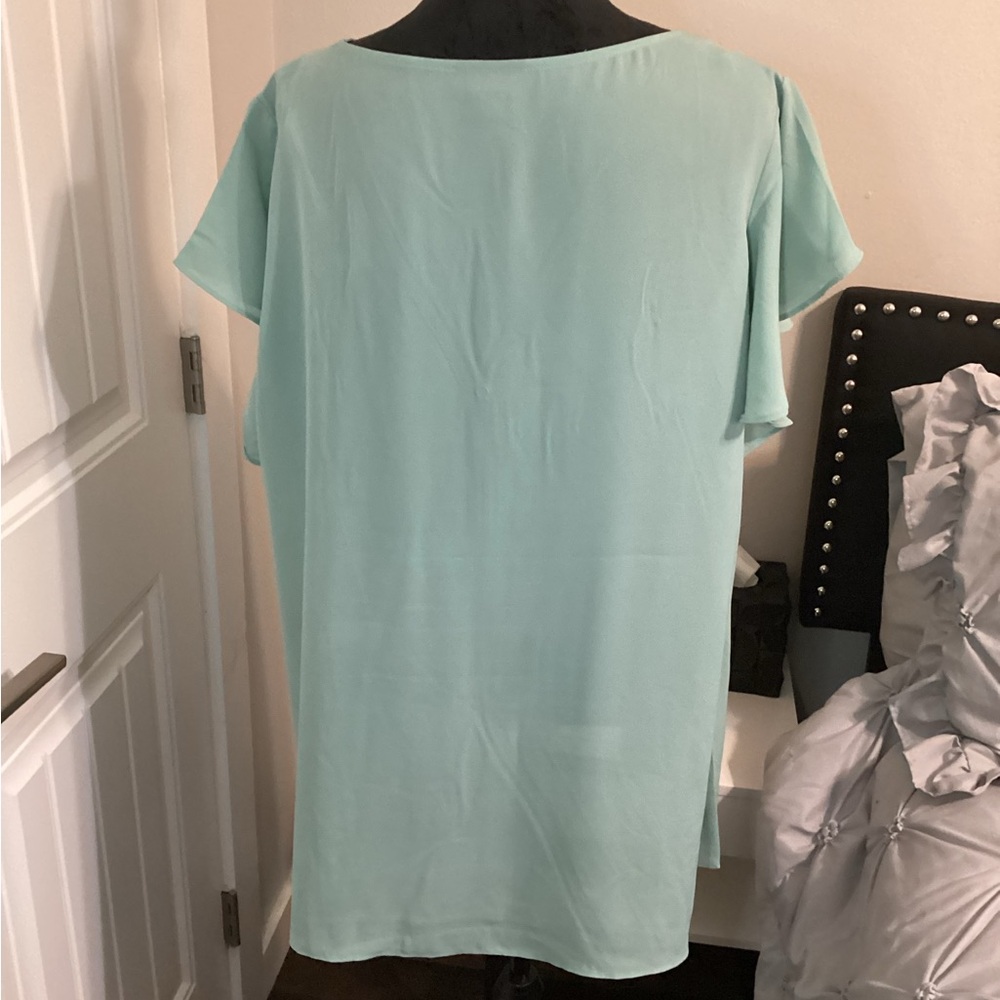 50% Off! 3 Days Only!     NWOT - City Chic - Seafoam Chiffon Blouse -  Sz Lg!!! - Picture 6 of 11